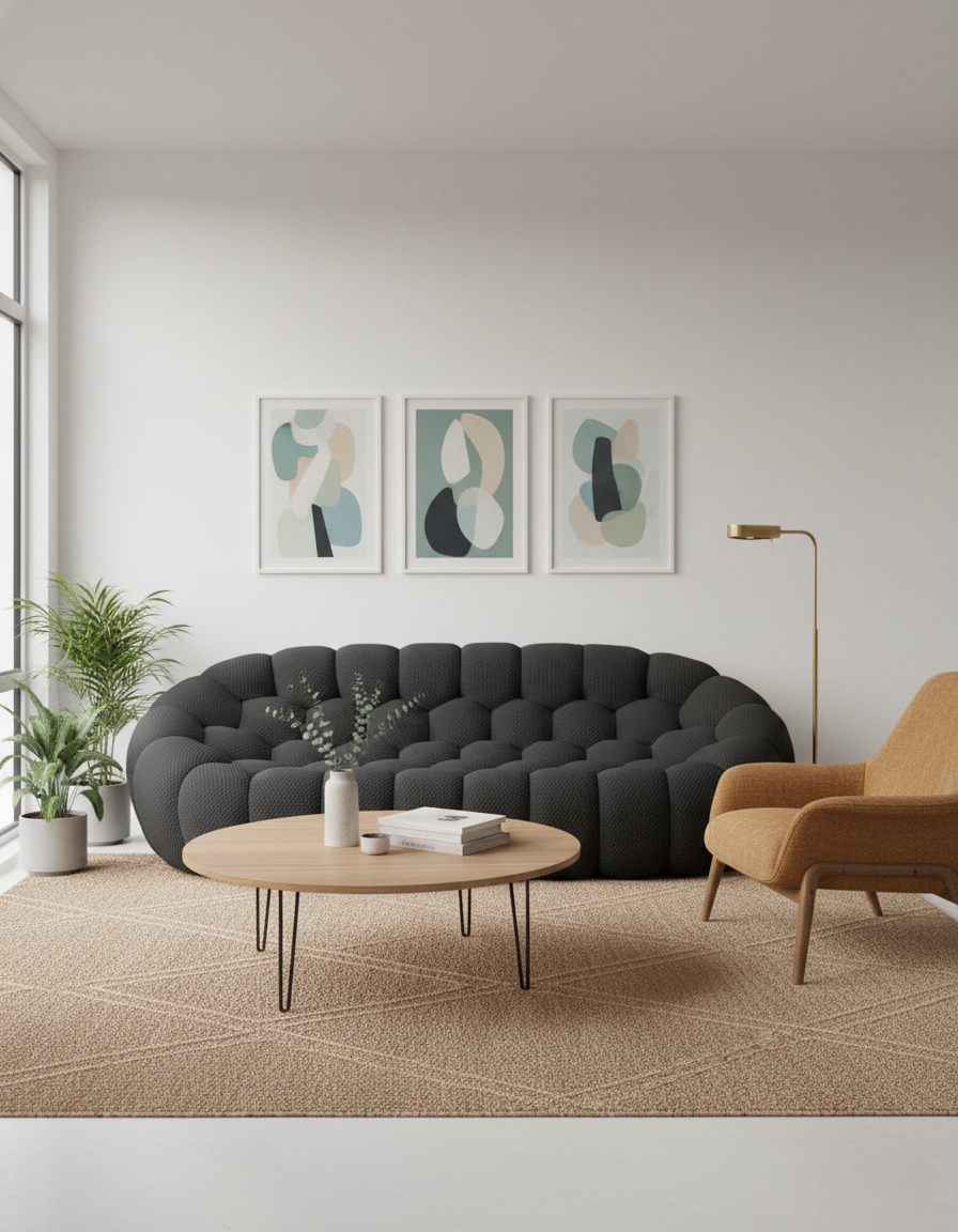 Canapé Bubble 3 places - Tissu micro-texturé