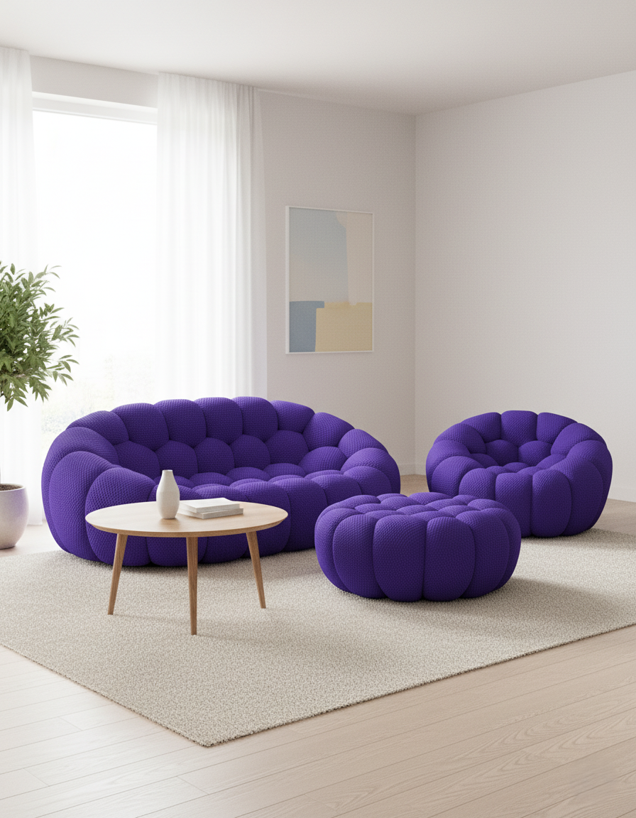 Pouf de Canapé Bubble - Tissu micro-texturé